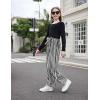 Arshiner Girls Clothing Sets Square Neck Rib Knit Shirts + Stylish Wide Leg Pants + Headband Cute 3pcs Fall Clothes Outfits(Black + Striped)
