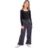 Arshiner Girls Clothing Sets Square Neck Rib Knit Shirts + Stylish Wide Leg Pants + Headband Cute 3pcs Fall Clothes Outfits(Black + White Striped)