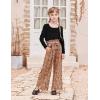 Arshiner Girls Clothing Sets Square Neck Rib Knit Shirts + Stylish Wide Leg Pants + Headband Cute 3pcs Fall Clothes Outfits(Black +Leopard Dot)