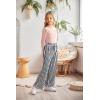 Arshiner Girls Clothing Sets Square Neck Rib Knit Shirts + Stylish Wide Leg Pants + Headband Cute 3pcs Fall Clothes Outfits(Pink + Striped)