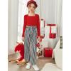 Arshiner Girls Clothing Sets Square Neck Rib Knit Shirts + Stylish Wide Leg Pants + Headband Cute 3pcs Fall Clothes Outfits(Red + Striped)