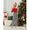 Arshiner Girls Clothing Sets Square Neck Rib Knit Shirts + Stylish Wide Leg Pants + Headband Cute 3pcs Fall Clothes Outfits(Red + Striped)