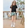 Arshiner Girls Clothing Sets Twist Front Top and Shorts 2 Piece Outfits Activewear Tracksuit 5-14 Year(Black Hawaii Flower)