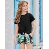 Arshiner Girls Clothing Sets Twist Front Top and Shorts 2 Piece Outfits Activewear Tracksuit 5-14 Year(Black Hawaii Flower)