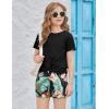 Arshiner Girls Clothing Sets Twist Front Top and Shorts 2 Piece Outfits Activewear Tracksuit 5-14 Year(Black Hawaii Flower)