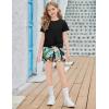 Arshiner Girls Clothing Sets Twist Front Top and Shorts 2 Piece Outfits Activewear Tracksuit 5-14 Year(Black Hawaii Flower)