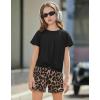 Arshiner Girls Clothing Sets Twist Front Top and Shorts 2 Piece Outfits Activewear Tracksuit 5-14 Year(Black Leopard Print)