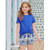 Arshiner Girls Clothing Sets Twist Front Top and Shorts 2 Piece Outfits Activewear Tracksuit 5-14 Year(Blue Flower)