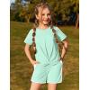 Arshiner Girls Clothing Sets Twist Front Top and Shorts 2 Piece Outfits Activewear Tracksuit 5-14 Year(Green)