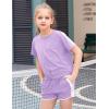 Arshiner Girls Clothing Sets Twist Front Top and Shorts 2 Piece Outfits Activewear Tracksuit 5-14 Year(Light Purple)