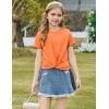 Arshiner Girls Clothing Sets Twist Front Top and Shorts 2 Piece Outfits Activewear Tracksuit 5-14 Year(Orange Print)