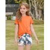 Arshiner Girls Clothing Sets Twist Front Top and Shorts 2 Piece Outfits Activewear Tracksuit 5-14 Year(Orange Print)