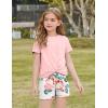 Arshiner Girls Clothing Sets Twist Front Top and Shorts 2 Piece Outfits Activewear Tracksuit 5-14 Year(Pink Flower)