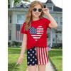 Arshiner Girls Clothing Sets Twist Front Top and Shorts 2 Piece Outfits Activewear Tracksuit 5-14 Year(Red 4th of July)