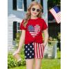 Arshiner Girls Clothing Sets Twist Front Top and Shorts 2 Piece Outfits Activewear Tracksuit 5-14 Year(Red 4th of July)