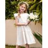Arshiner Girl’s Cotton Linen Dress Flutter Sleeve Summer Casual Dresses Tiered A-Line Sundress for 4-13 Years Kids(0-white)
