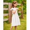 Arshiner Girl’s Cotton Linen Dress Flutter Sleeve Summer Casual Dresses Tiered A-Line Sundress for 4-13 Years Kids(0-white)