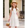 Arshiner Girl’s Cotton Linen Dress Flutter Sleeve Summer Casual Dresses Tiered A-Line Sundress for 4-13 Years Kids(0-white)