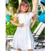 Arshiner Girl’s Cotton Linen Dress Flutter Sleeve Summer Casual Dresses Tiered A-Line Sundress for 4-13 Years Kids(0-white)