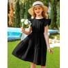 Arshiner Girl’s Cotton Linen Dress Flutter Sleeve Summer Casual Dresses Tiered A-Line Sundress for 4-13 Years Kids(Black)