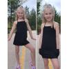Arshiner Girls Dress with Shorts Casual Summer Spaghetti Straps One Piece Romper Dresses with Pockets for Kid 5-15 Y(Black)