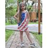 Arshiner Girls Dress with Shorts Casual Summer Spaghetti Straps One Piece Romper Dresses with Pockets for Kid 5-15 Y(Flag Red Blue White)