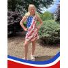 Arshiner Girls Dress with Shorts Casual Summer Spaghetti Straps One Piece Romper Dresses with Pockets for Kid 5-15 Y(Flag Red Blue White)