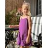 Arshiner Girls Dress with Shorts Casual Summer Spaghetti Straps One Piece Romper Dresses with Pockets for Kid 5-15 Y(Fuchsia)
