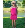 Arshiner Girls Dress with Shorts Casual Summer Spaghetti Straps One Piece Romper Dresses with Pockets for Kid 5-15 Y(Hot Pink)