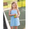 Arshiner Girls Dress with Shorts Casual Summer Spaghetti Straps One Piece Romper Dresses with Pockets for Kid 5-15 Y(Light Blue)
