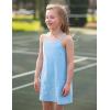 Arshiner Girls Dress with Shorts Casual Summer Spaghetti Straps One Piece Romper Dresses with Pockets for Kid 5-15 Y(Light Blue)