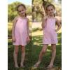Arshiner Girls Dress with Shorts Casual Summer Spaghetti Straps One Piece Romper Dresses with Pockets for Kid 5-15 Y(Light Pink)