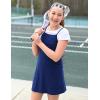 Arshiner Girls Dress with Shorts Casual Summer Spaghetti Straps One Piece Romper Dresses with Pockets for Kid 5-15 Y(Navy Blue)