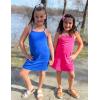Arshiner Girls Dress with Shorts Casual Summer Spaghetti Straps One Piece Romper Dresses with Pockets for Kid 5-15 Y(Royal Blue)