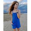 Arshiner Girls Dress with Shorts Casual Summer Spaghetti Straps One Piece Romper Dresses with Pockets for Kid 5-15 Y(Royal Blue)
