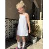 Arshiner Girls Dress with Shorts Casual Summer Spaghetti Straps One Piece Romper Dresses with Pockets for Kid 5-15 Y(White)