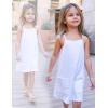 Arshiner Girls Dress with Shorts Casual Summer Spaghetti Straps One Piece Romper Dresses with Pockets for Kid 5-15 Y(White)