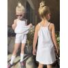Arshiner Girls Dress with Shorts Casual Summer Spaghetti Straps One Piece Romper Dresses with Pockets for Kid 5-15 Y(White)