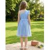 Arshiner Girls Dresses Summer One Shoulder Ruffle Sleeveless Formal Fancy Party Birthday Tulle Dress with Belted(Blue)