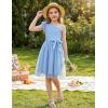 Arshiner Girls Dresses Summer One Shoulder Ruffle Sleeveless Formal Fancy Party Birthday Tulle Dress with Belted(Blue)