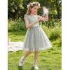 Arshiner Girls Dresses Summer One Shoulder Ruffle Sleeveless Formal Fancy Party Birthday Tulle Dress with Belted(Green Floral)