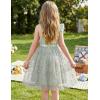 Arshiner Girls Dresses Summer One Shoulder Ruffle Sleeveless Formal Fancy Party Birthday Tulle Dress with Belted(Green Floral)