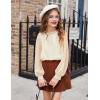 Arshiner Girls Long Sleeve Shirts Chiffon Blouses Swiss Dot Frill Neck Casual Loose Cute Top Tee(Beige)