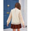 Arshiner Girls Long Sleeve Shirts Chiffon Blouses Swiss Dot Frill Neck Casual Loose Cute Top Tee(Beige)