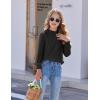 Arshiner Girls Long Sleeve Shirts Chiffon Blouses Swiss Dot Frill Neck Casual Loose Cute Top Tee(Black)