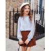 Arshiner Girls Long Sleeve Shirts Chiffon Blouses Swiss Dot Frill Neck Casual Loose Cute Top Tee(Blue)