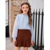 Arshiner Girls Long Sleeve Shirts Chiffon Blouses Swiss Dot Frill Neck Casual Loose Cute Top Tee(Blue)