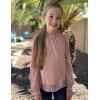 Arshiner Girls Long Sleeve Shirts Chiffon Blouses Swiss Dot Frill Neck Casual Loose Cute Top Tee(Deep Pink)