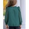 Arshiner Girls Long Sleeve Shirts Chiffon Blouses Swiss Dot Frill Neck Casual Loose Cute Top Tee(Green)