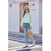 Arshiner Girls Long Sleeve Shirts Chiffon Blouses Swiss Dot Frill Neck Casual Loose Cute Top Tee(Light Green)